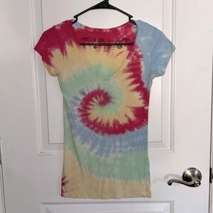 L O L VINTAGE tie dye T-shirt Sz XS V neck short sleeve